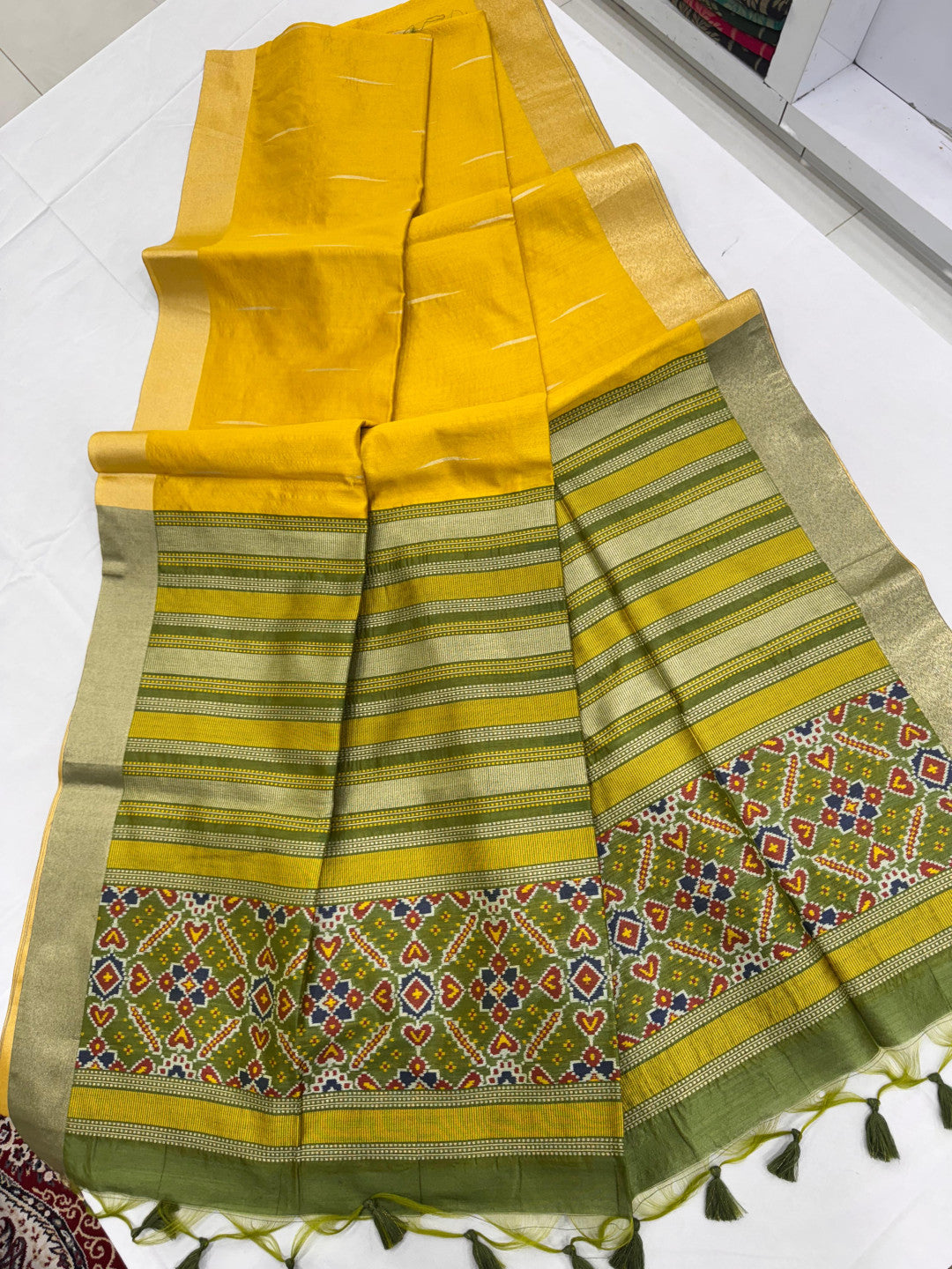 Khadi Raw Silk Saree with Rich Meena Weaving Patola Pallu