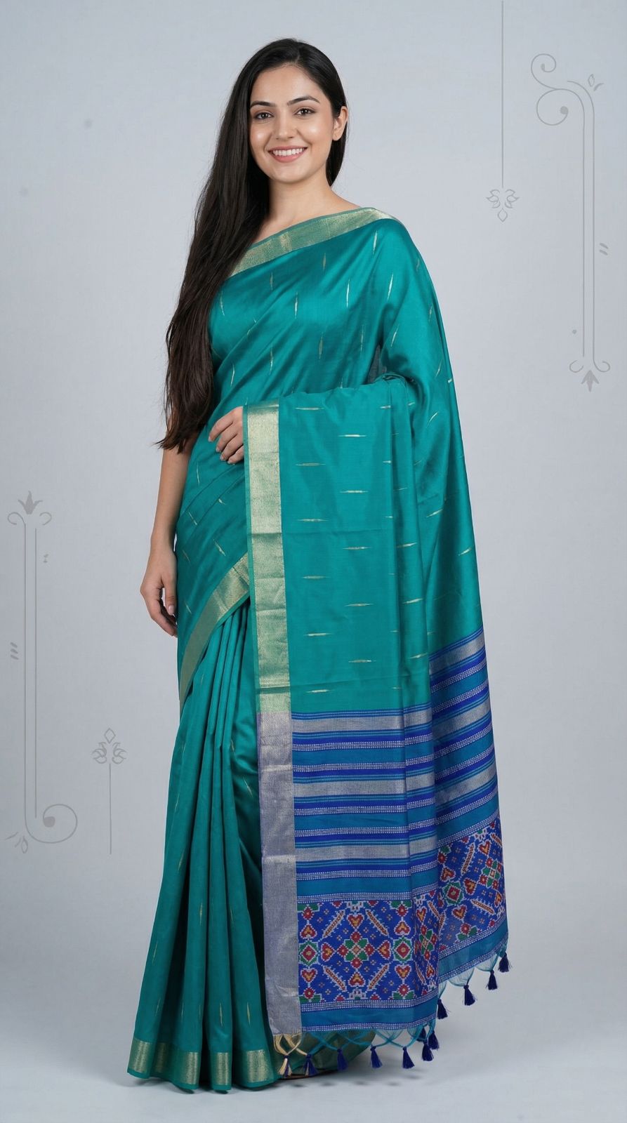 Khadi Raw Silk Saree with Rich Meena Weaving Patola Pallu