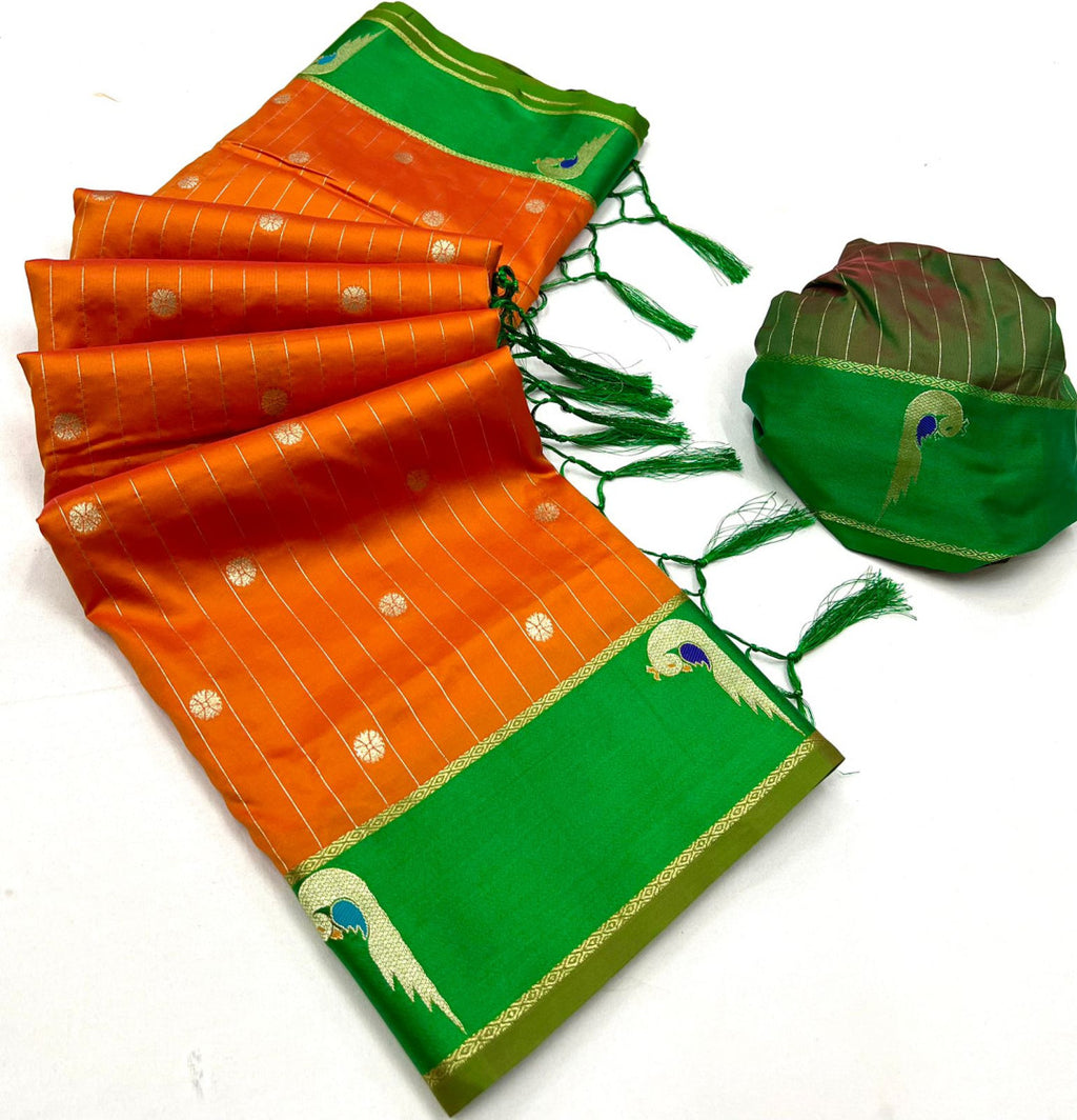 Traditional Paithani Silk Saree with Zari Weaving Work
