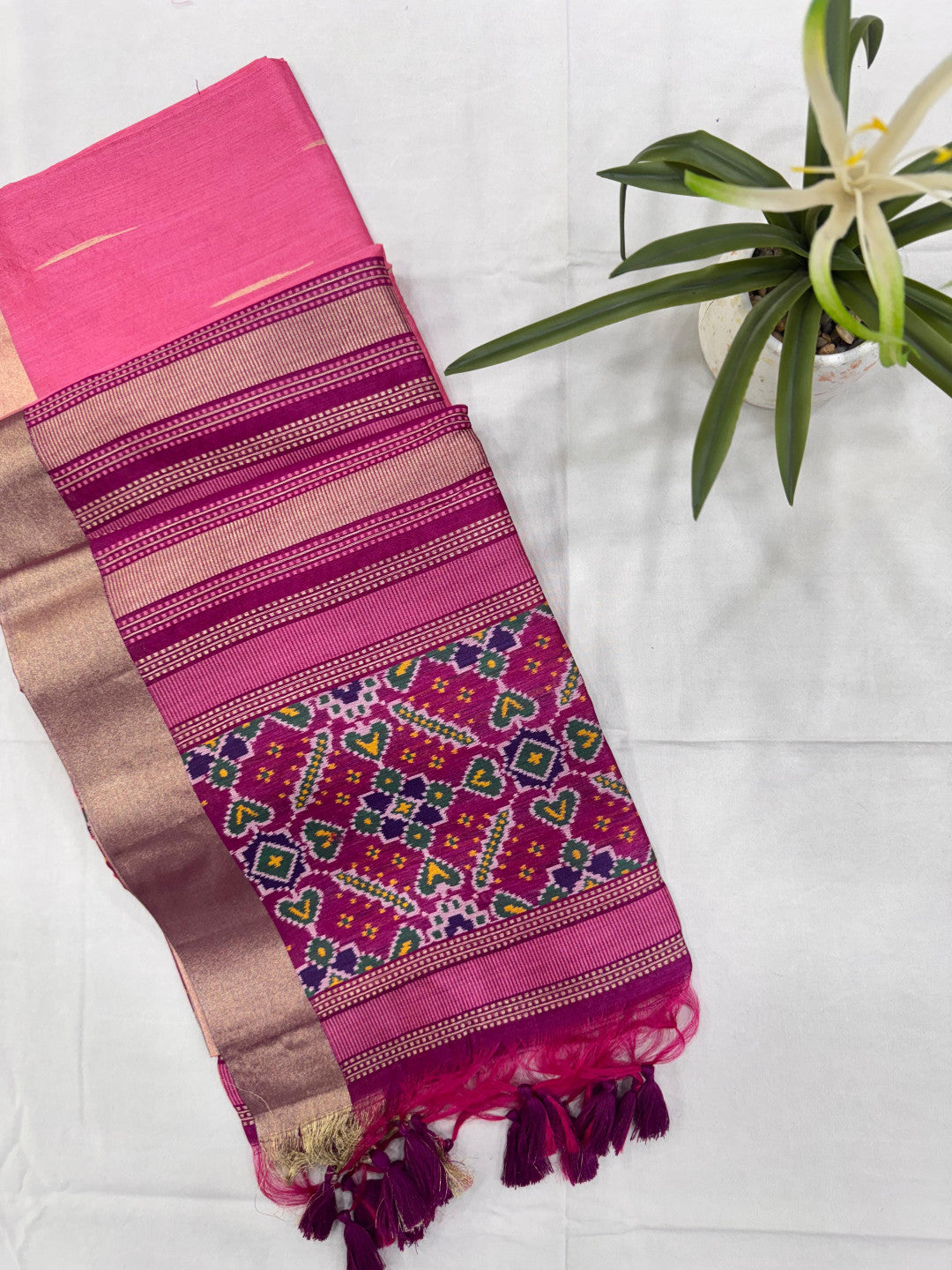 Khadi Raw Silk Saree with Rich Meena Weaving Patola Pallu
