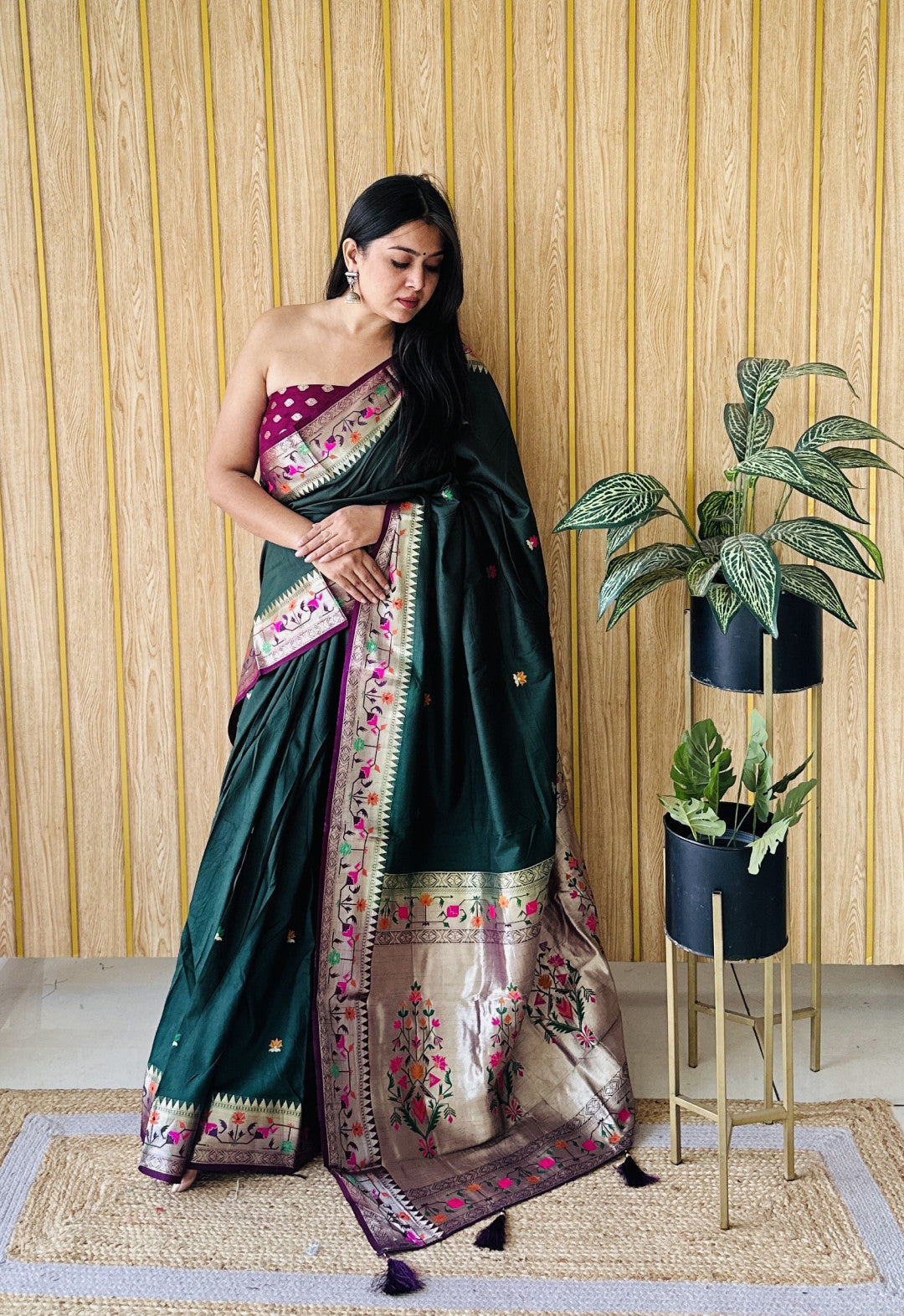 Traditional Paithani Silk Saree with Zari Weaving Work