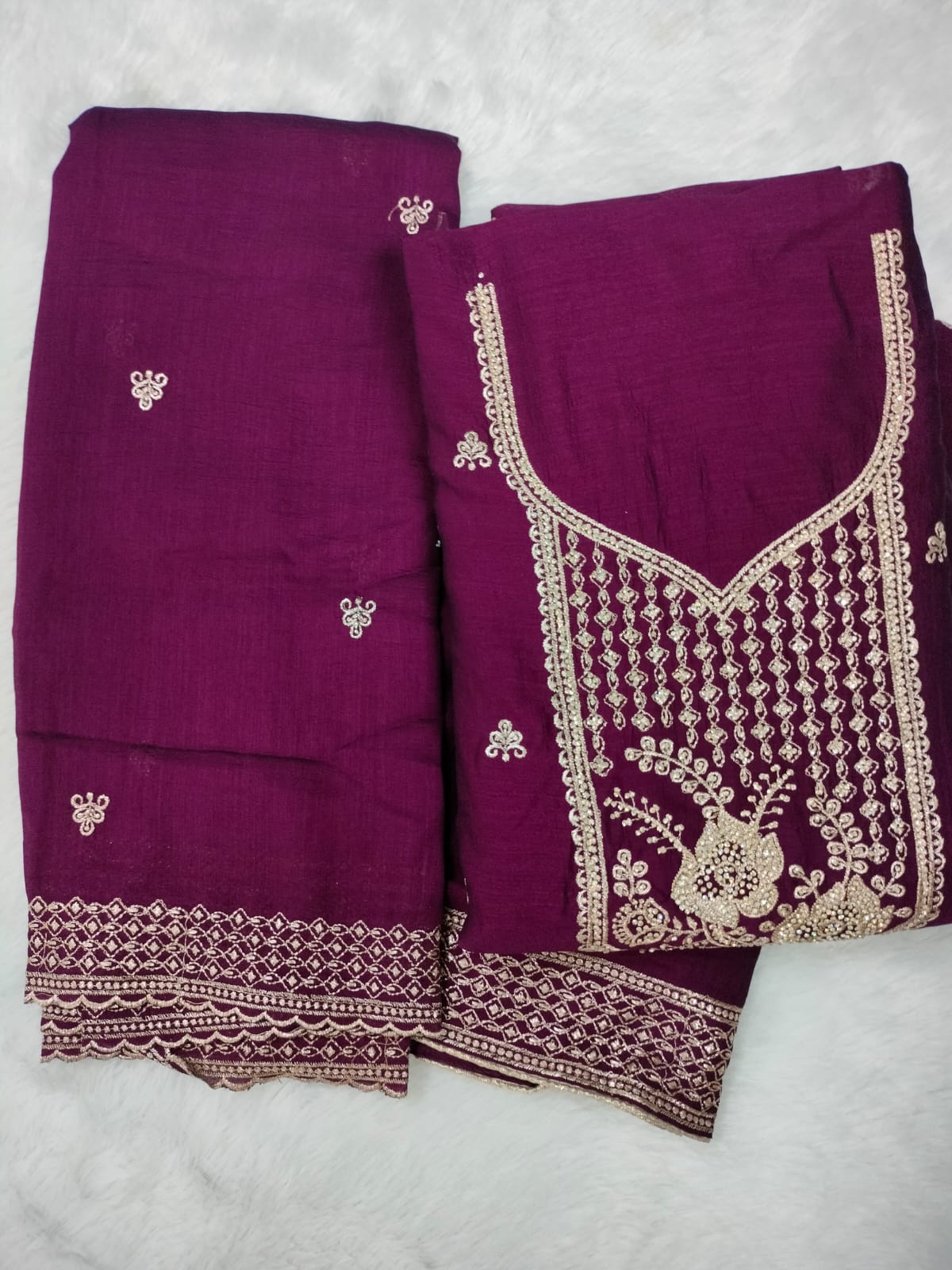 Premium Embroidered Straight Suit Material Set | Multi-Color Collection
