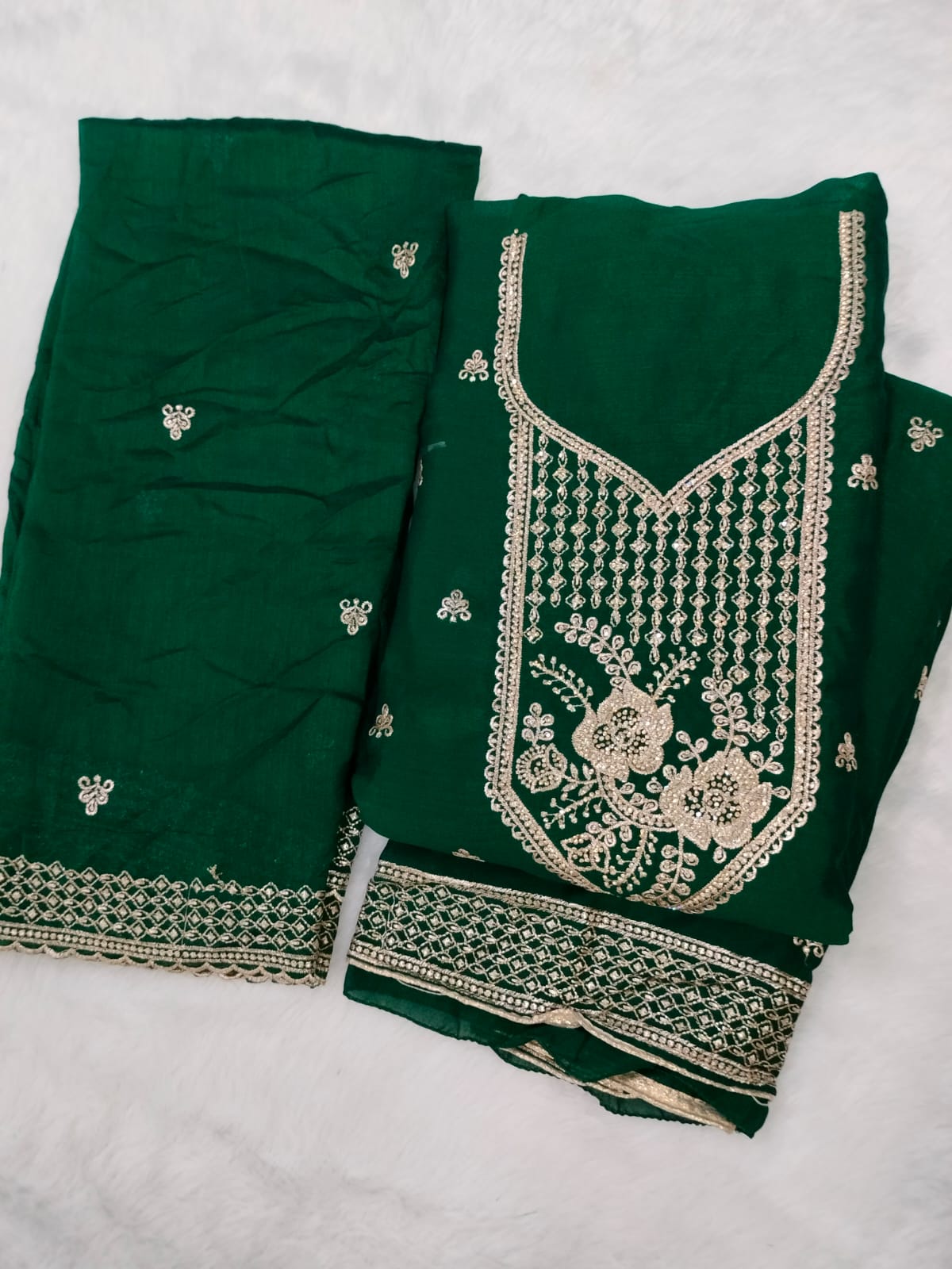 Premium Embroidered Straight Suit Material Set | Multi-Color Collection