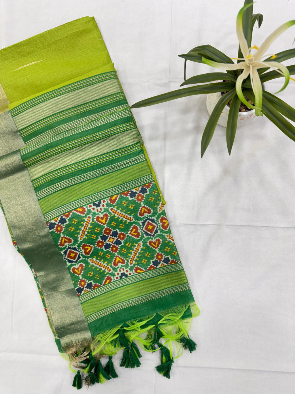 Khadi Raw Silk Saree with Rich Meena Weaving Patola Pallu