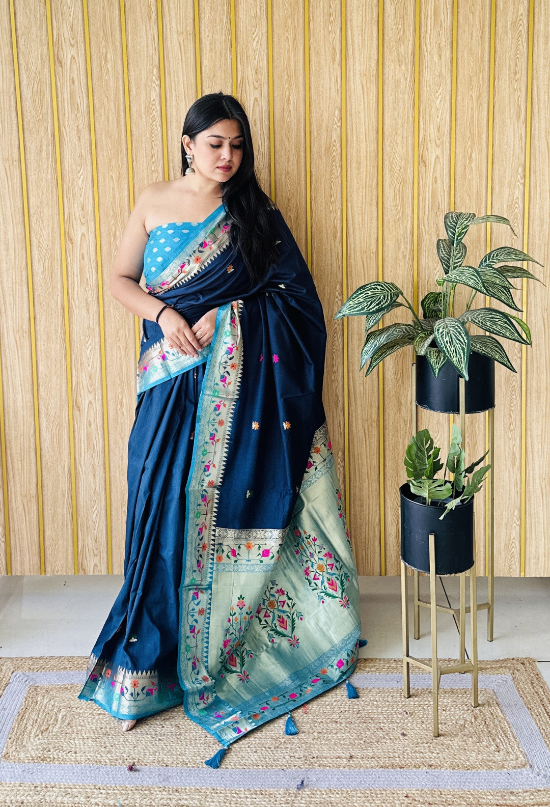 Traditional Paithani Silk Saree with Zari Weaving Work
