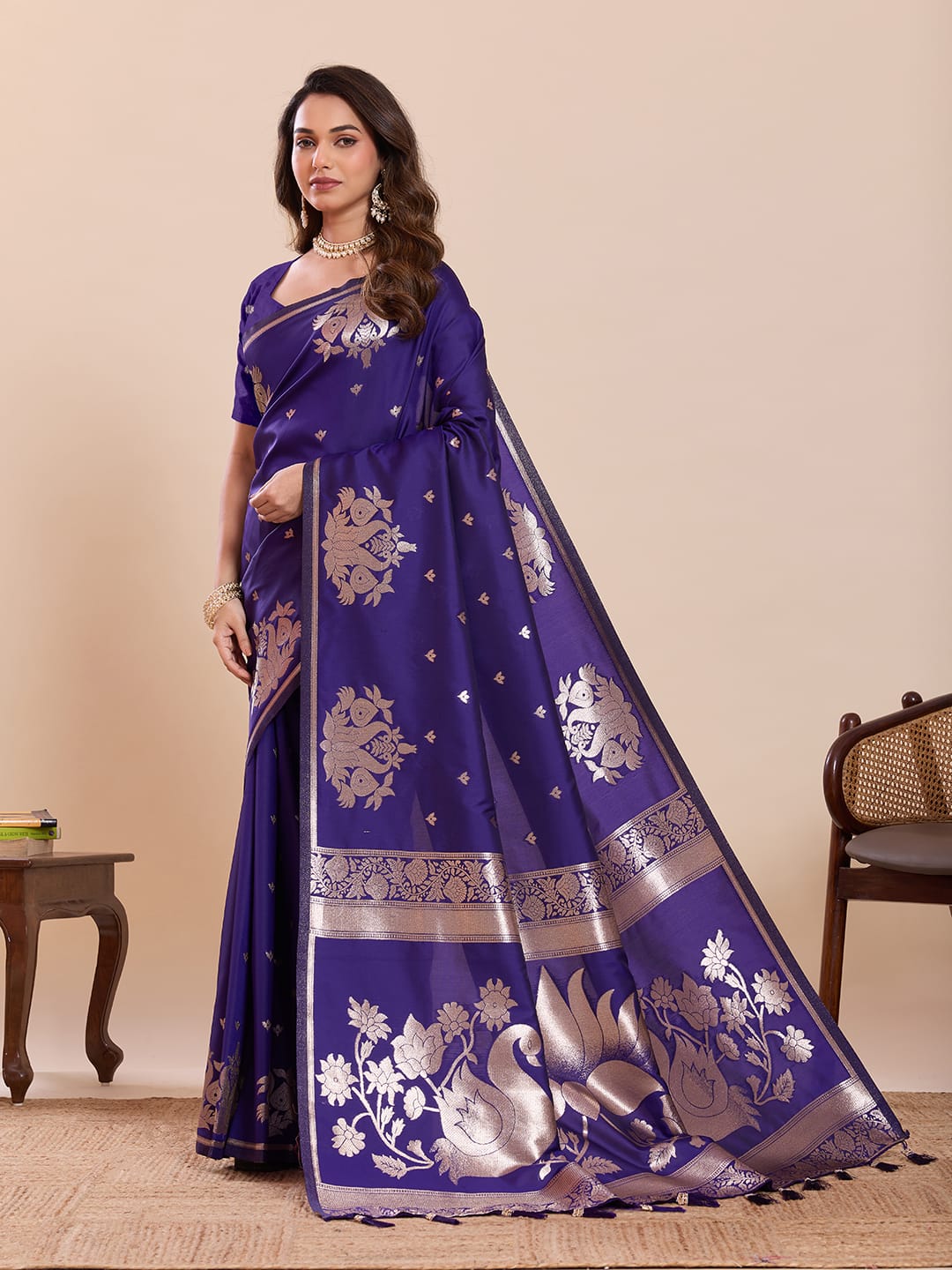 Soft Paithani Silk Saree with Zari Weaving Work
