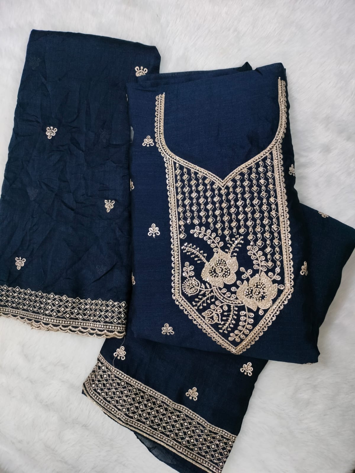 Premium Embroidered Straight Suit Material Set | Multi-Color Collection