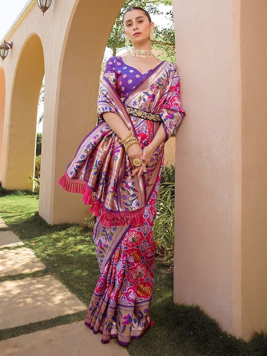 Paithani Silk Saree with Zari Weaving Work