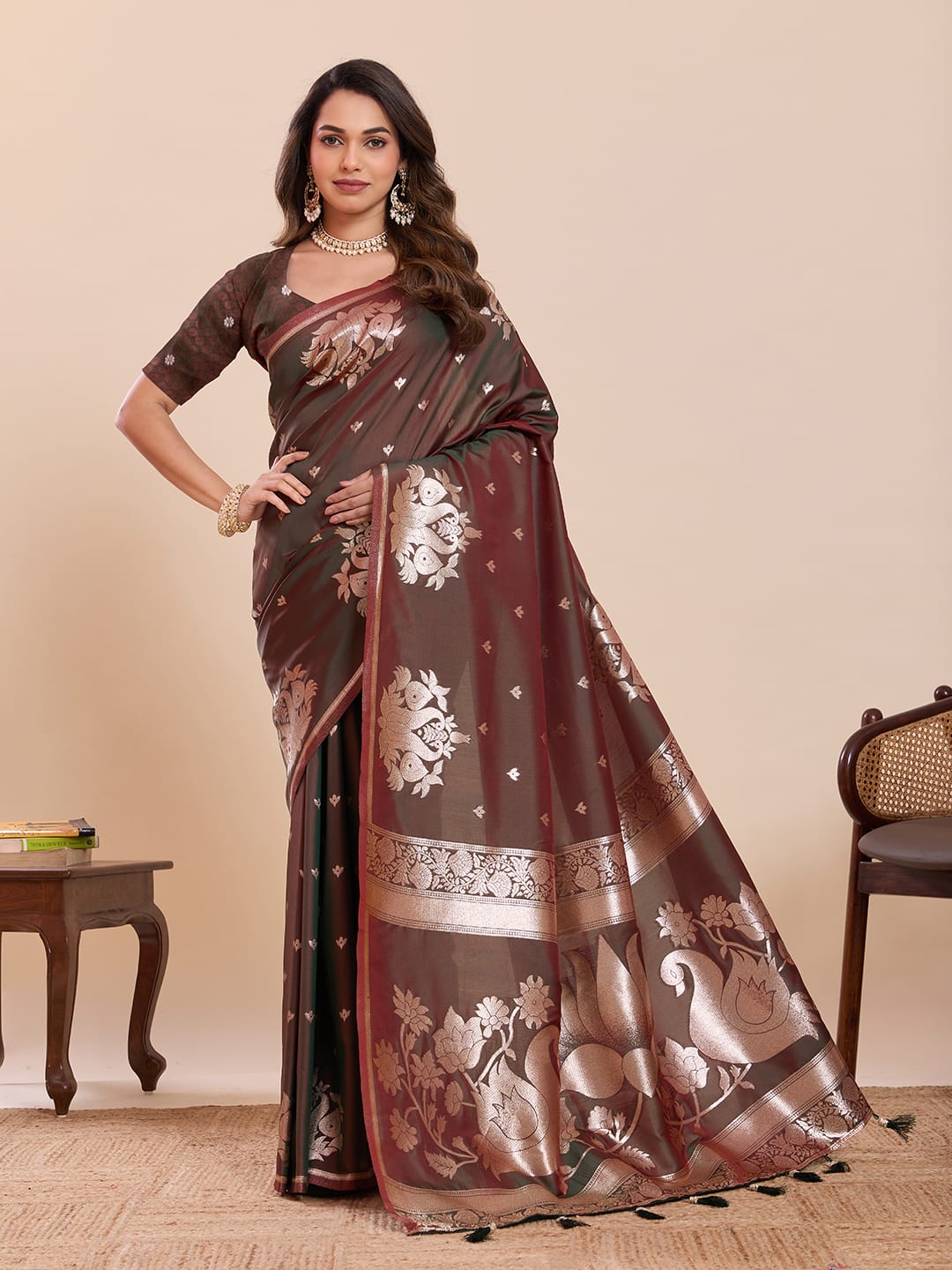 Soft Paithani Silk Saree with Zari Weaving Work