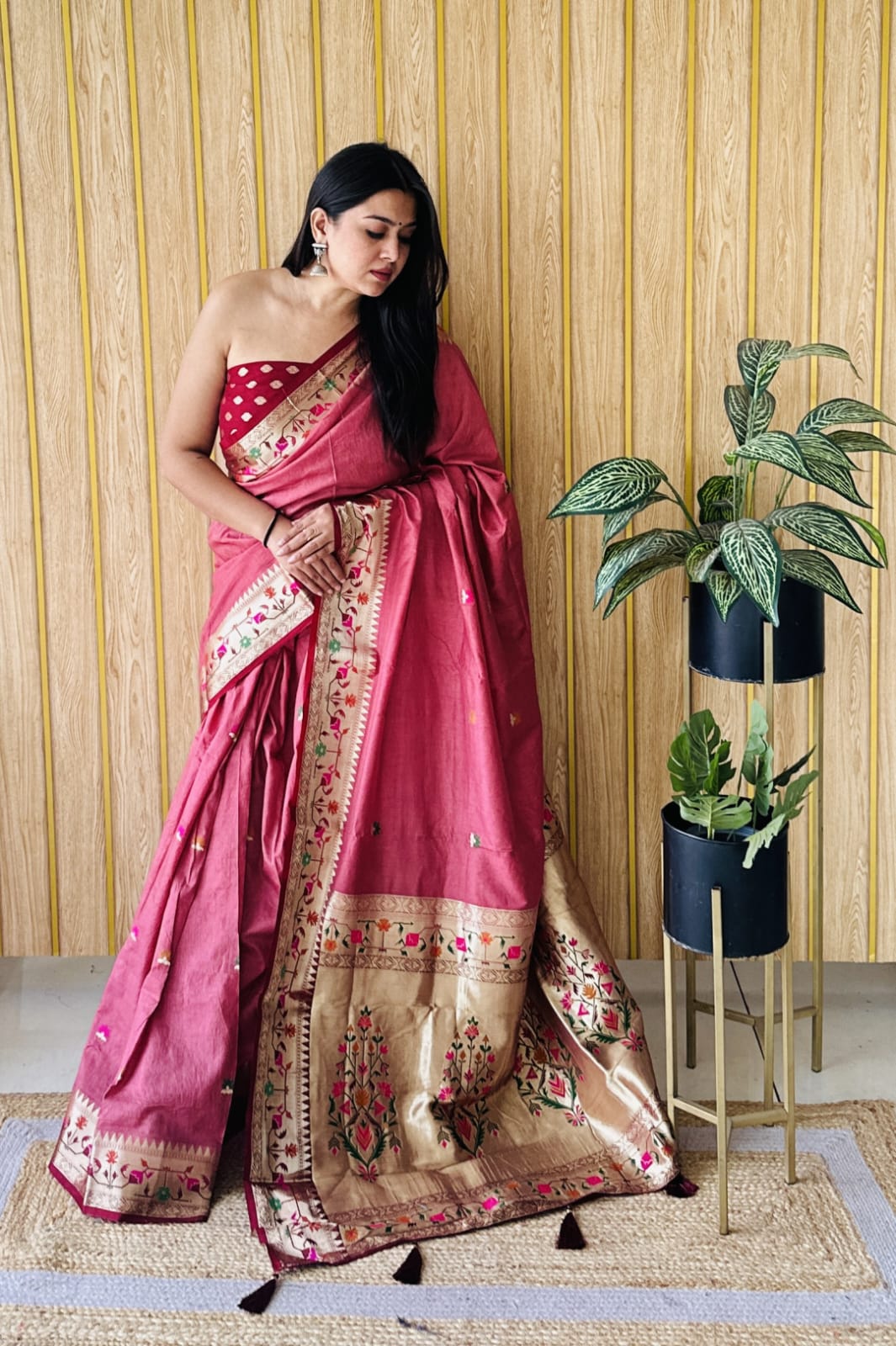 Traditional Paithani Silk Saree with Zari Weaving Work