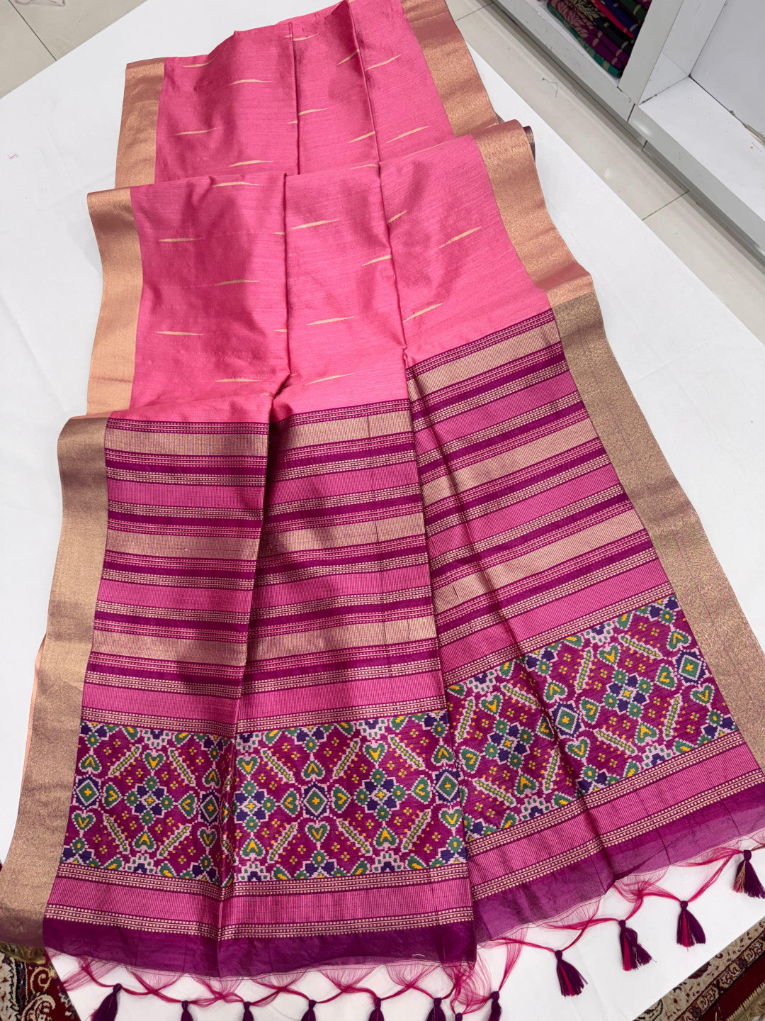 Khadi Raw Silk Saree with Rich Meena Weaving Patola Pallu