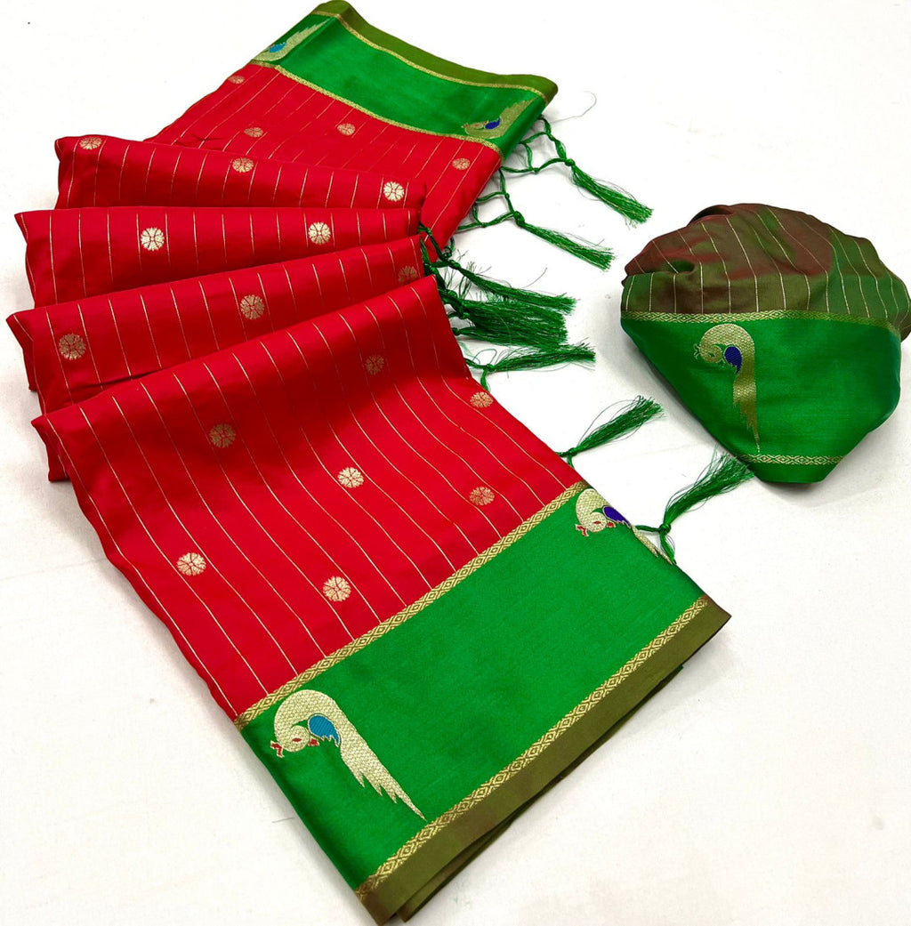 Traditional Paithani Silk Saree with Zari Weaving Work