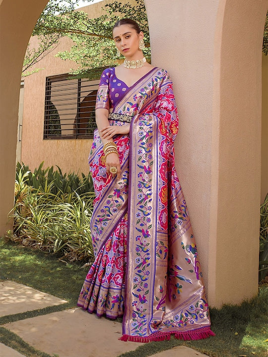 Paithani Silk Saree with Zari Weaving Work