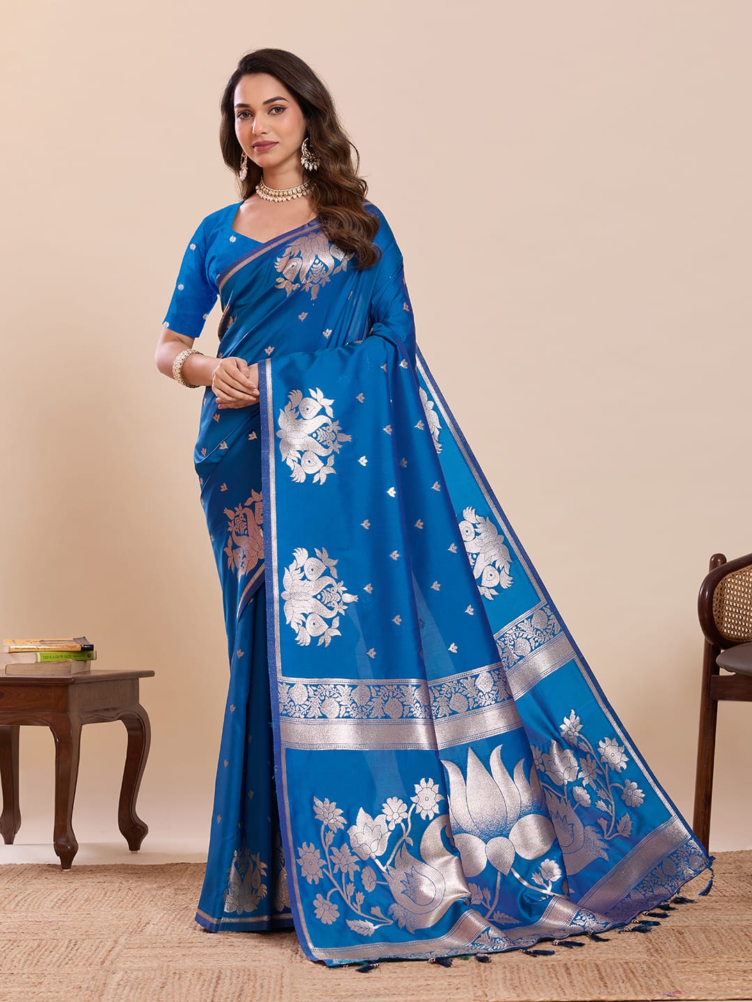Soft Paithani Silk Saree with Zari Weaving Work
