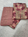 Floral Embroidered Suit Material Set with Dupatta | Multi-Color Collection