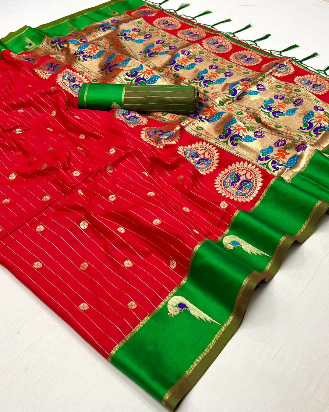 Traditional Paithani Silk Saree with Zari Weaving Work