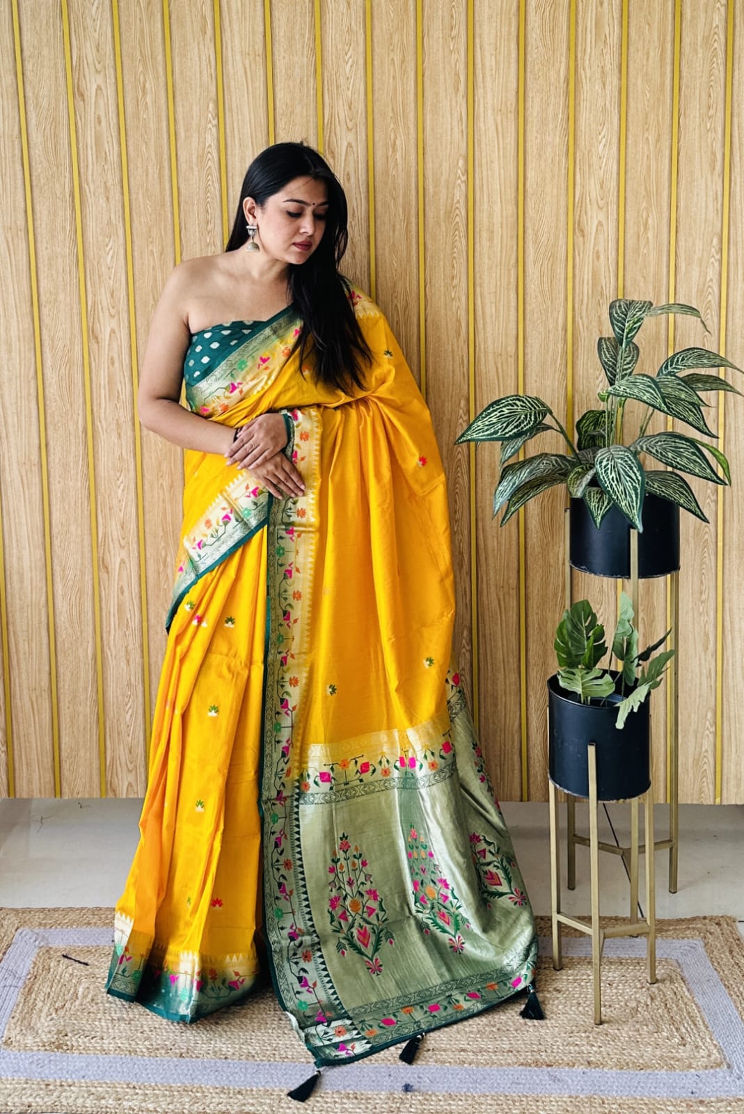 Traditional Paithani Silk Saree with Zari Weaving Work