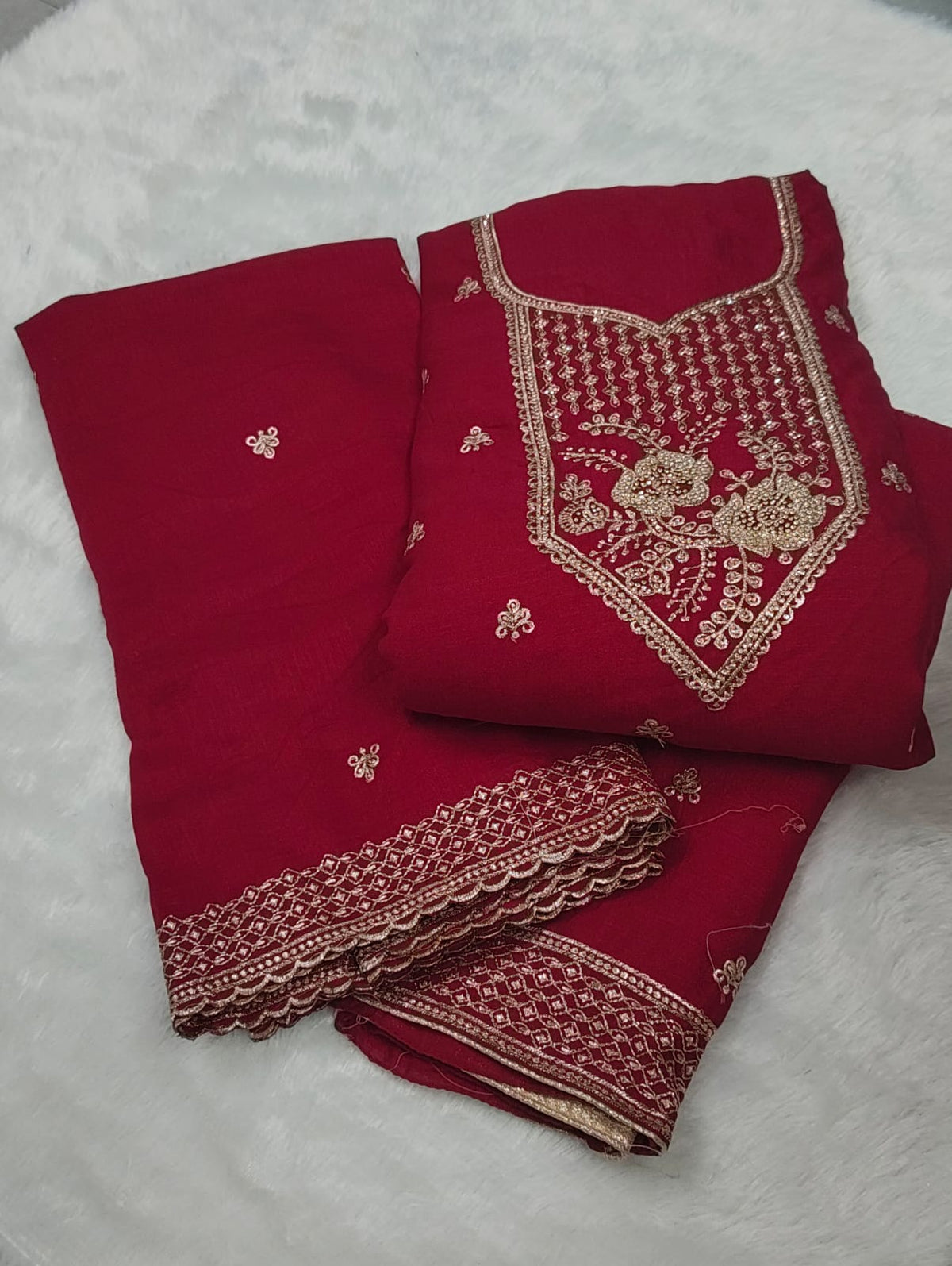 Premium Embroidered Straight Suit Material Set | Multi-Color Collection
