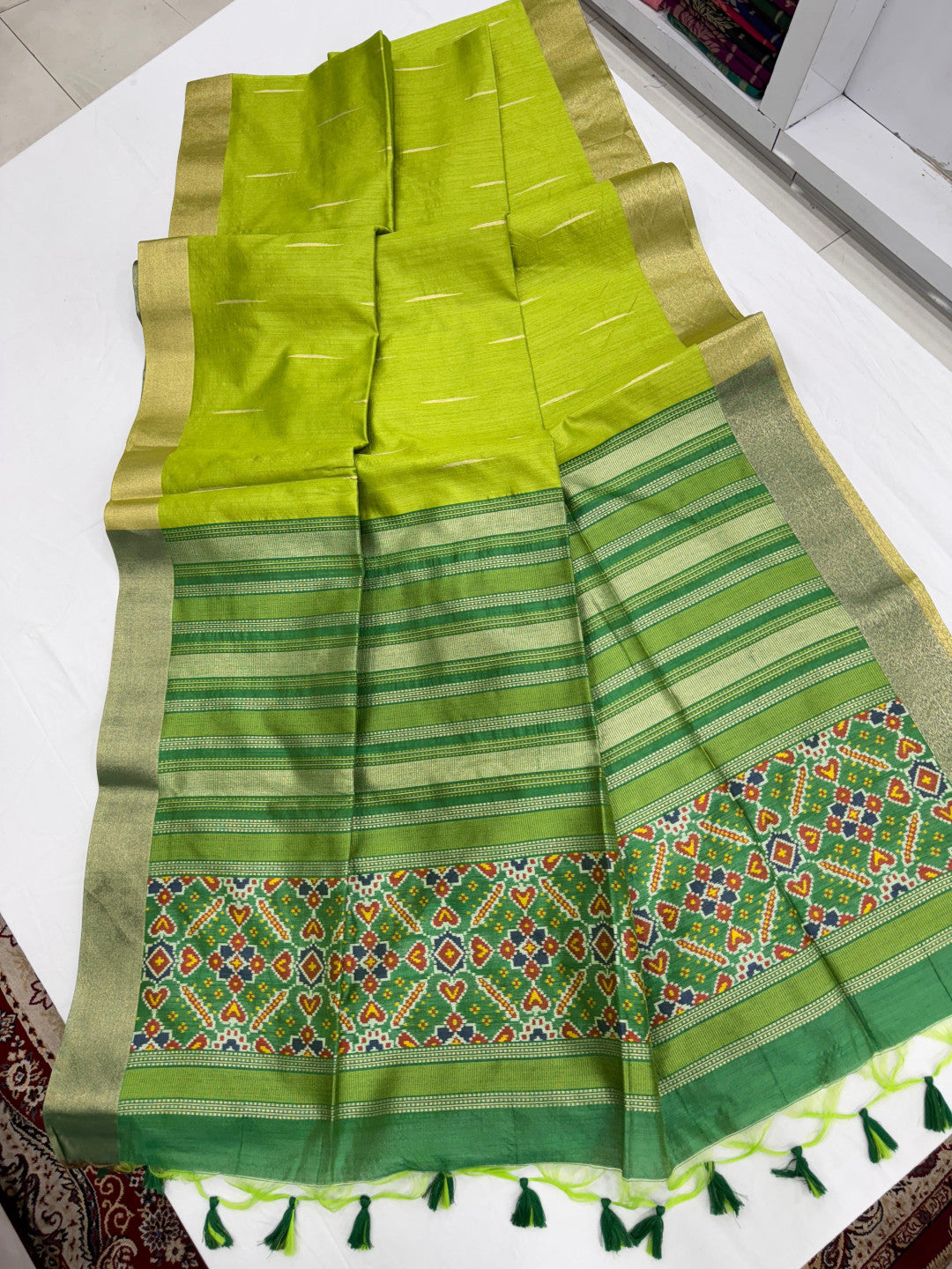 Khadi Raw Silk Saree with Rich Meena Weaving Patola Pallu