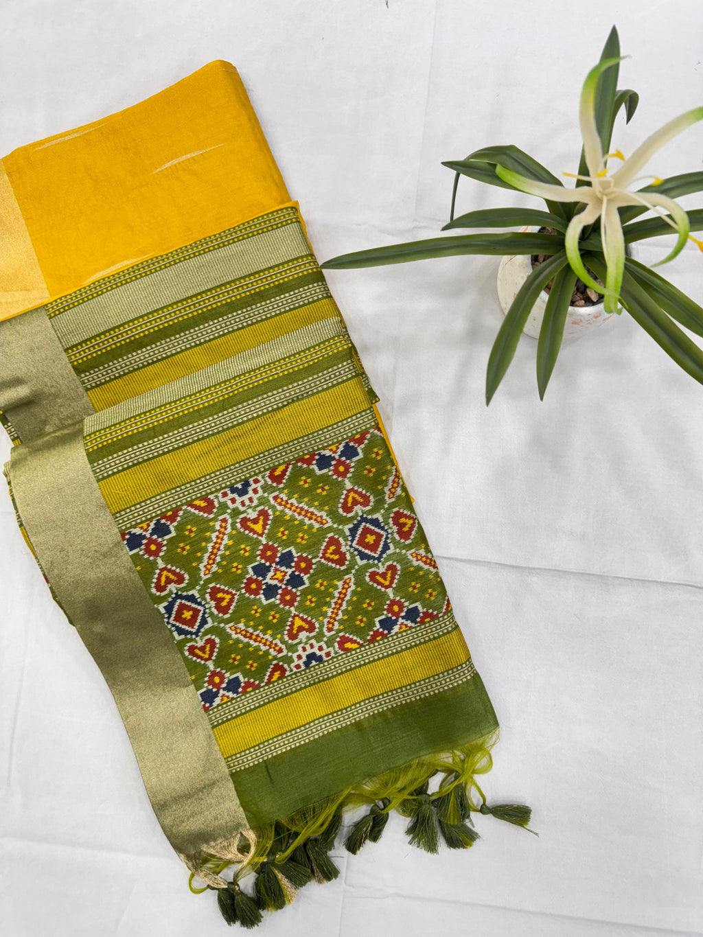 Khadi Raw Silk Saree with Rich Meena Weaving Patola Pallu