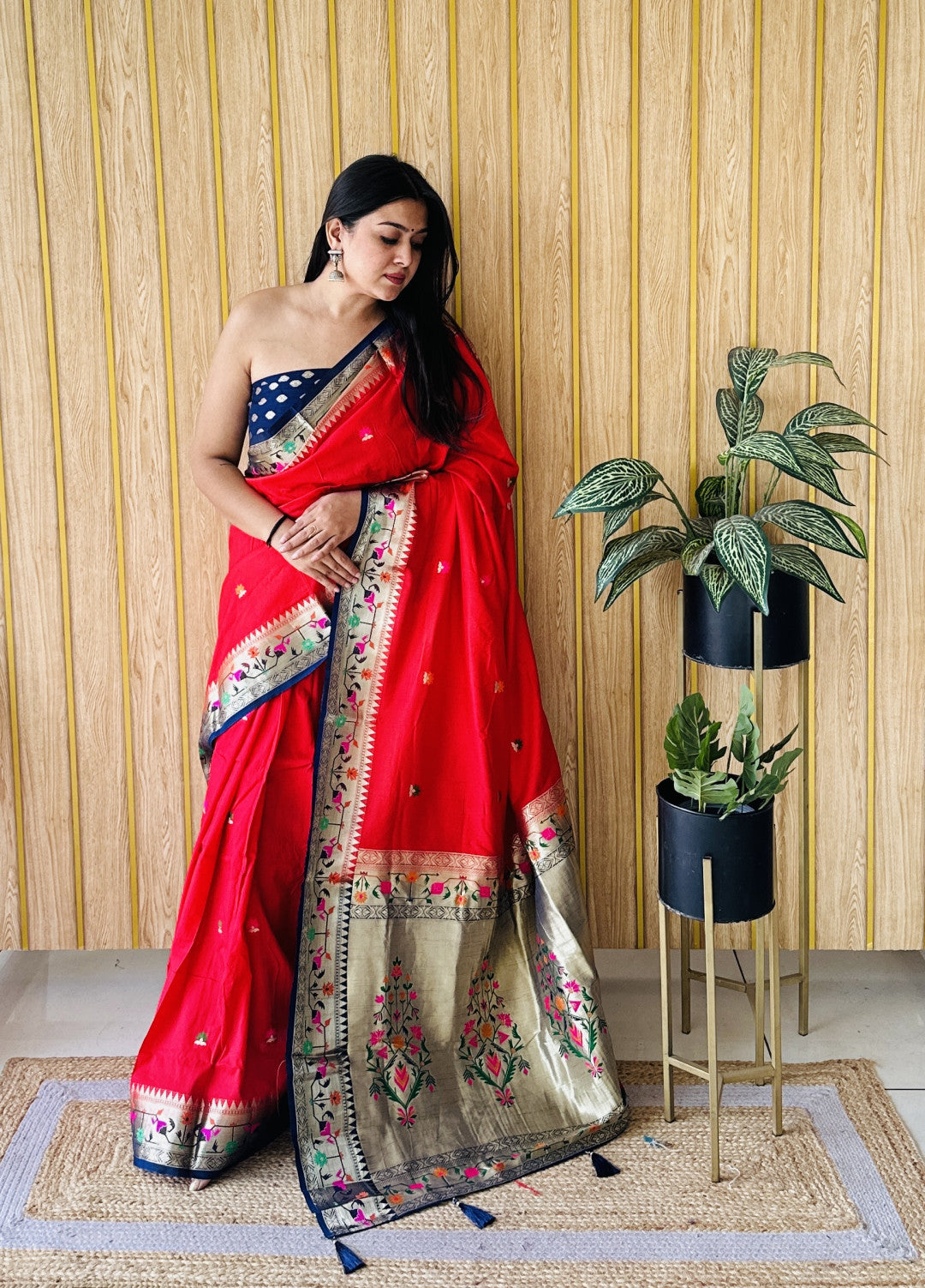 Traditional Paithani Silk Saree with Zari Weaving Work