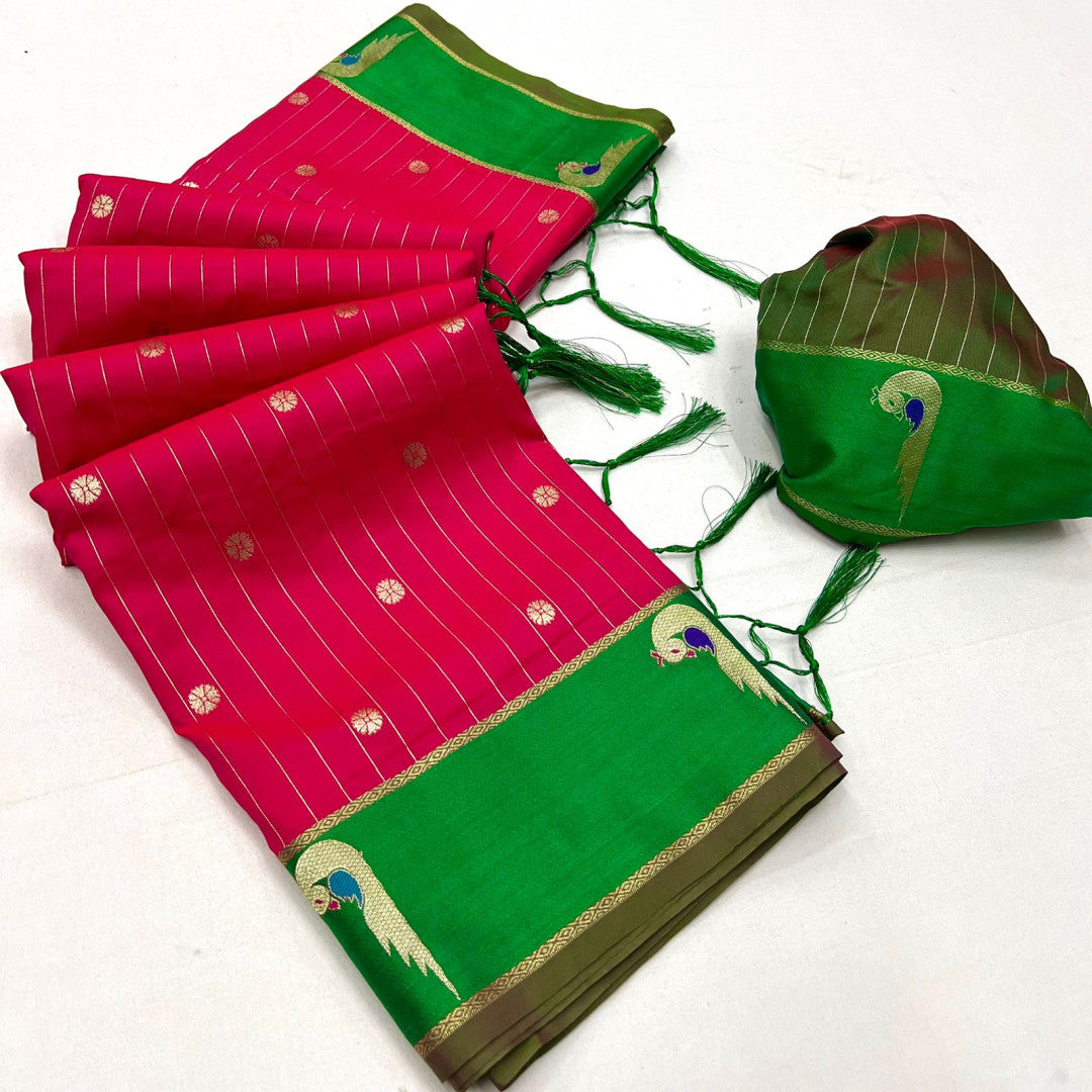Traditional Paithani Silk Saree with Zari Weaving Work