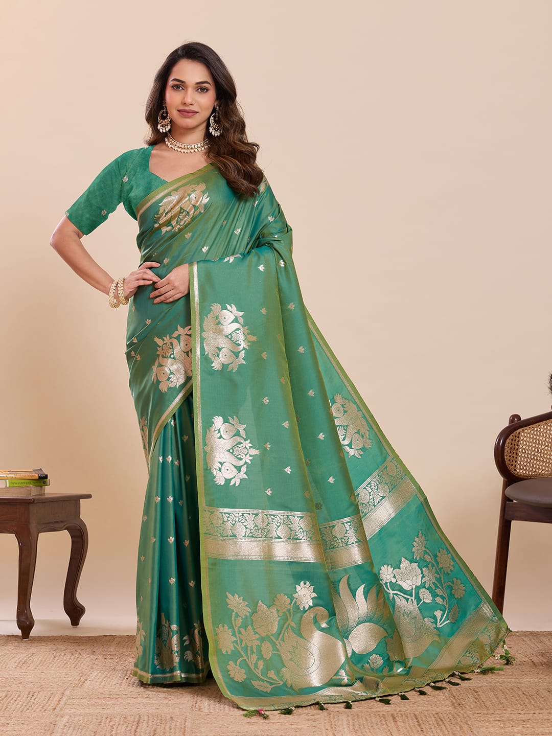 Soft Paithani Silk Saree with Zari Weaving Work