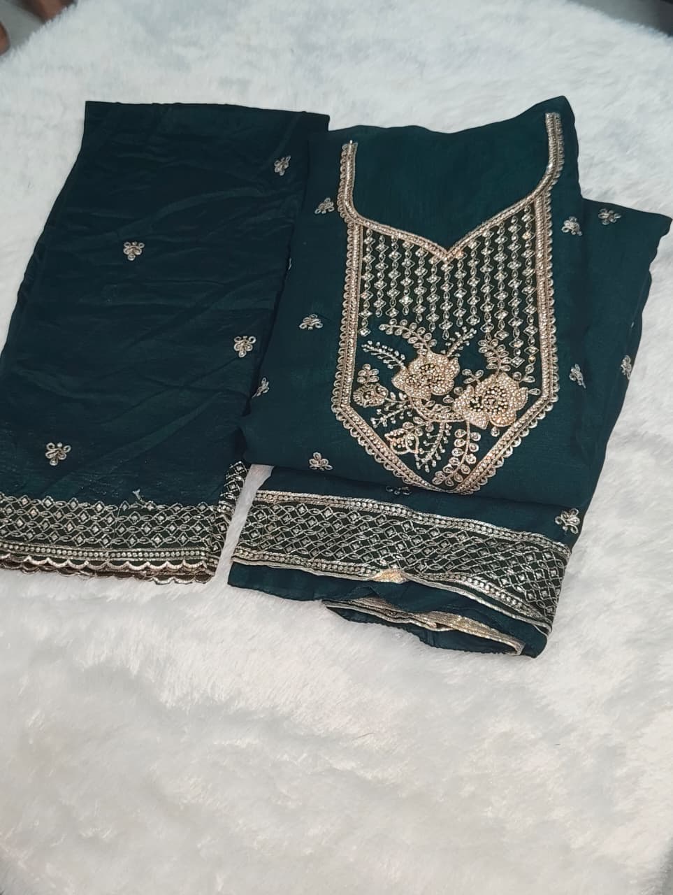Premium Embroidered Straight Suit Material Set | Multi-Color Collection
