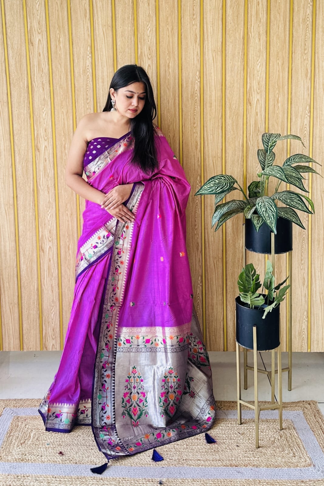 Traditional Paithani Silk Saree with Zari Weaving Work