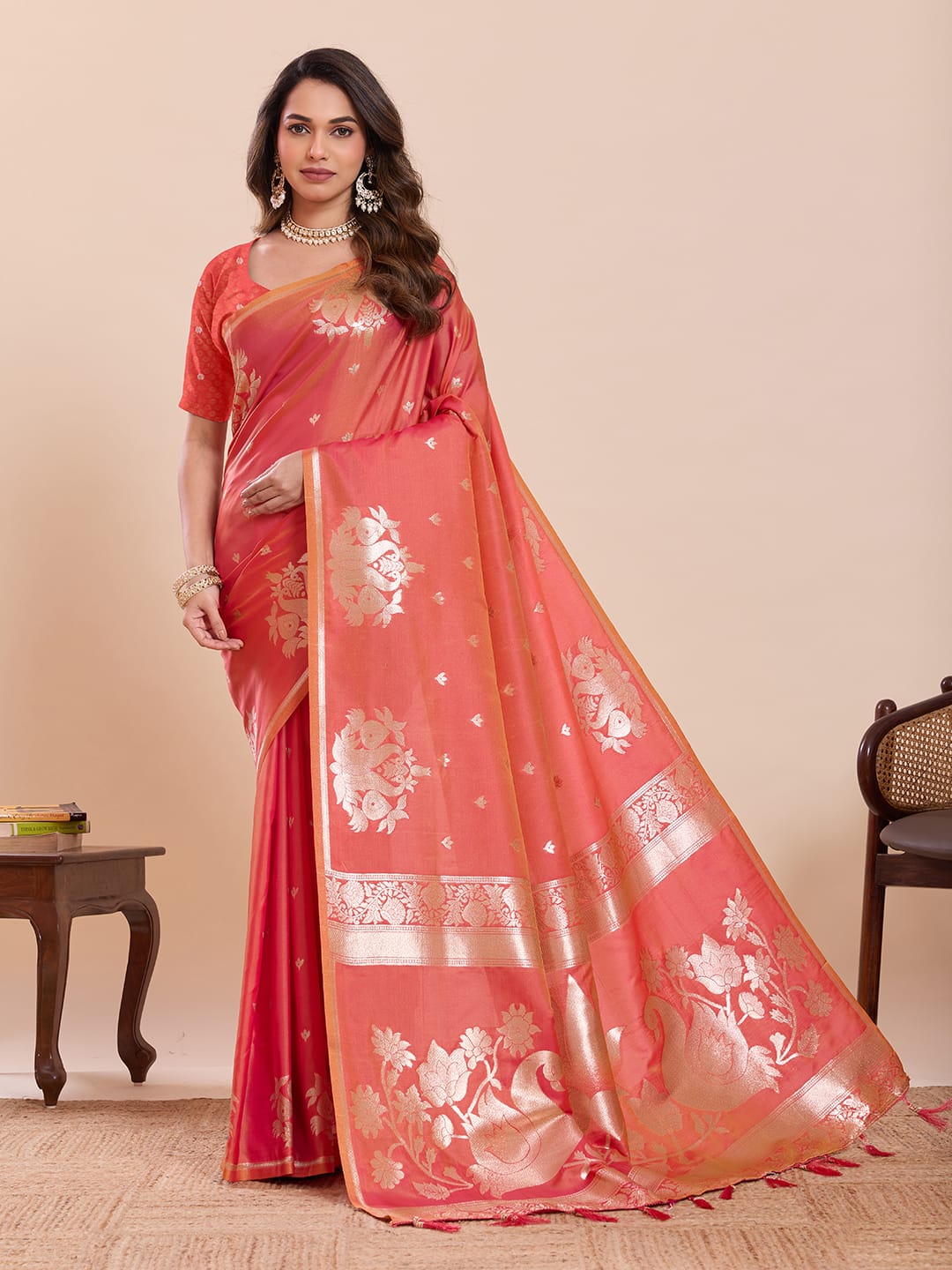 Soft Paithani Silk Saree with Zari Weaving Work