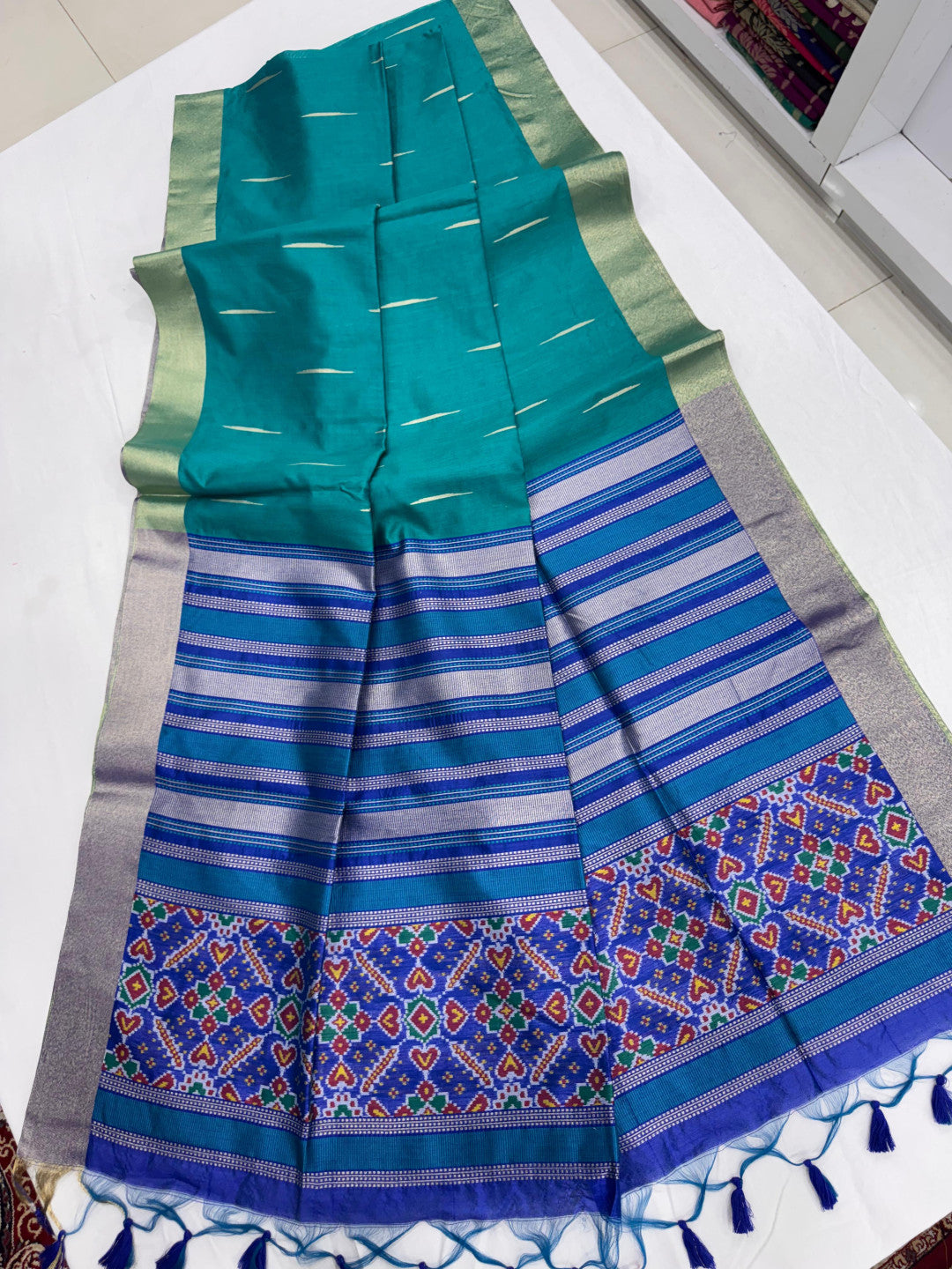 Khadi Raw Silk Saree with Rich Meena Weaving Patola Pallu