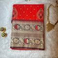 Classic Orange Silk Saree with Rich Zari Pallu & Traditional Motifs