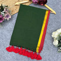 Plain mulmul cotton saree with fancy tassel work