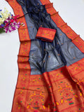 Soft Tissue Paithani Silk Saree with Zari Weaving