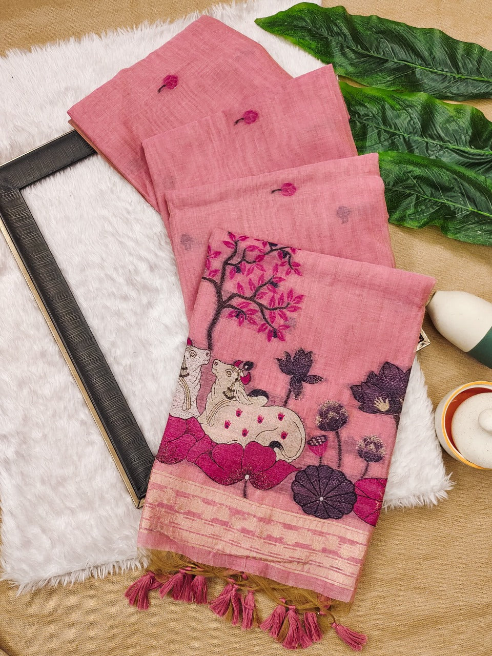 Muga cotton saree