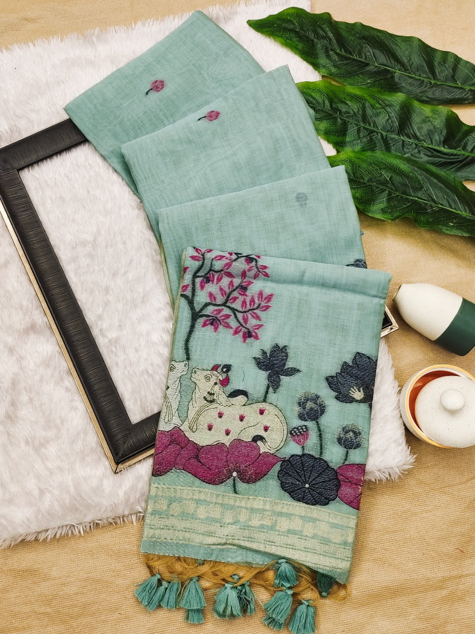 Muga cotton saree