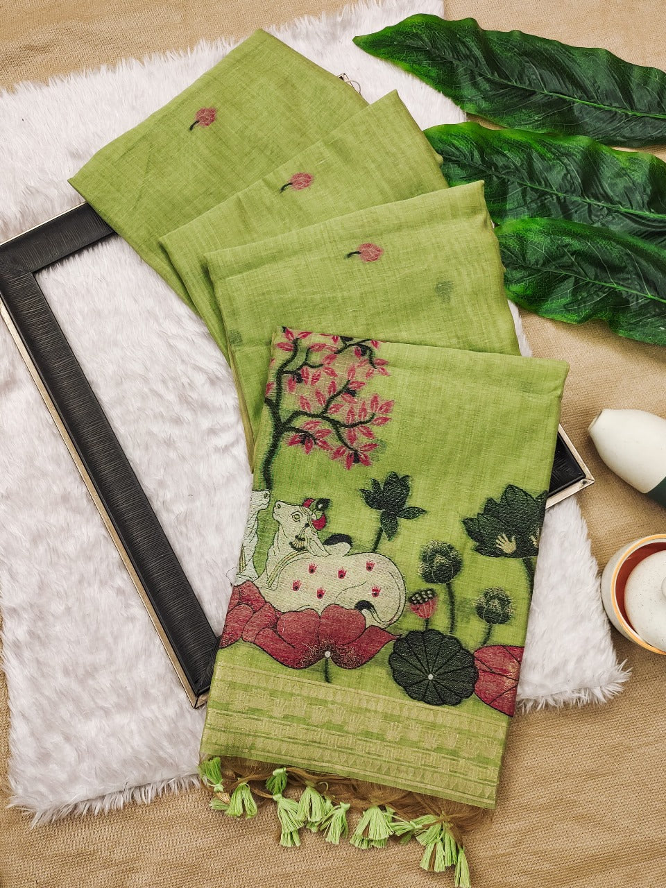 Muga cotton saree