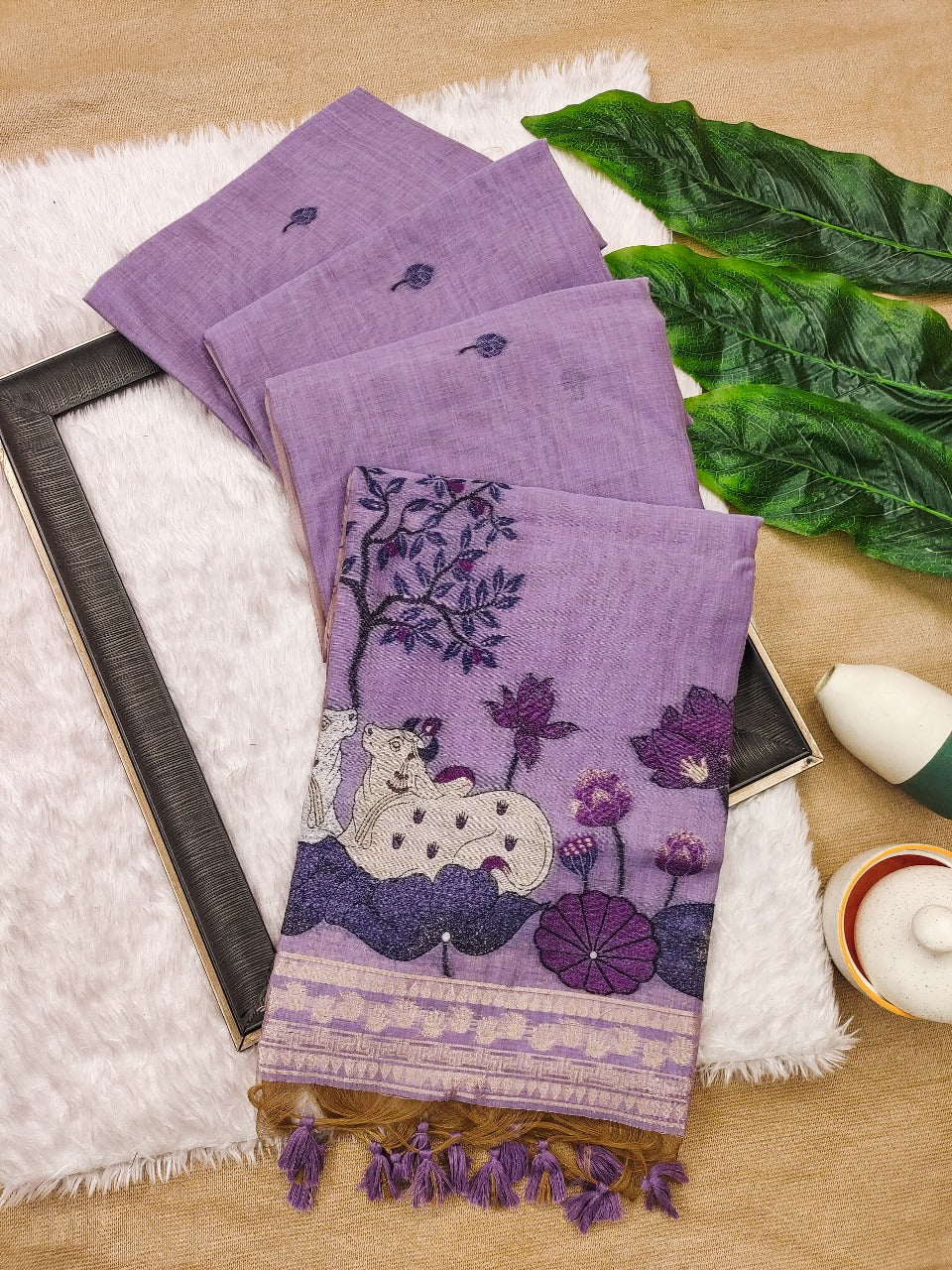 Muga cotton saree