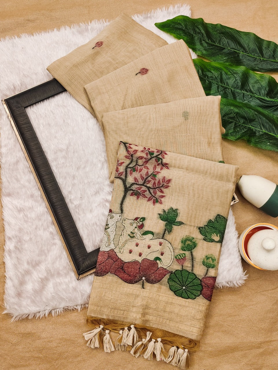 Muga cotton saree