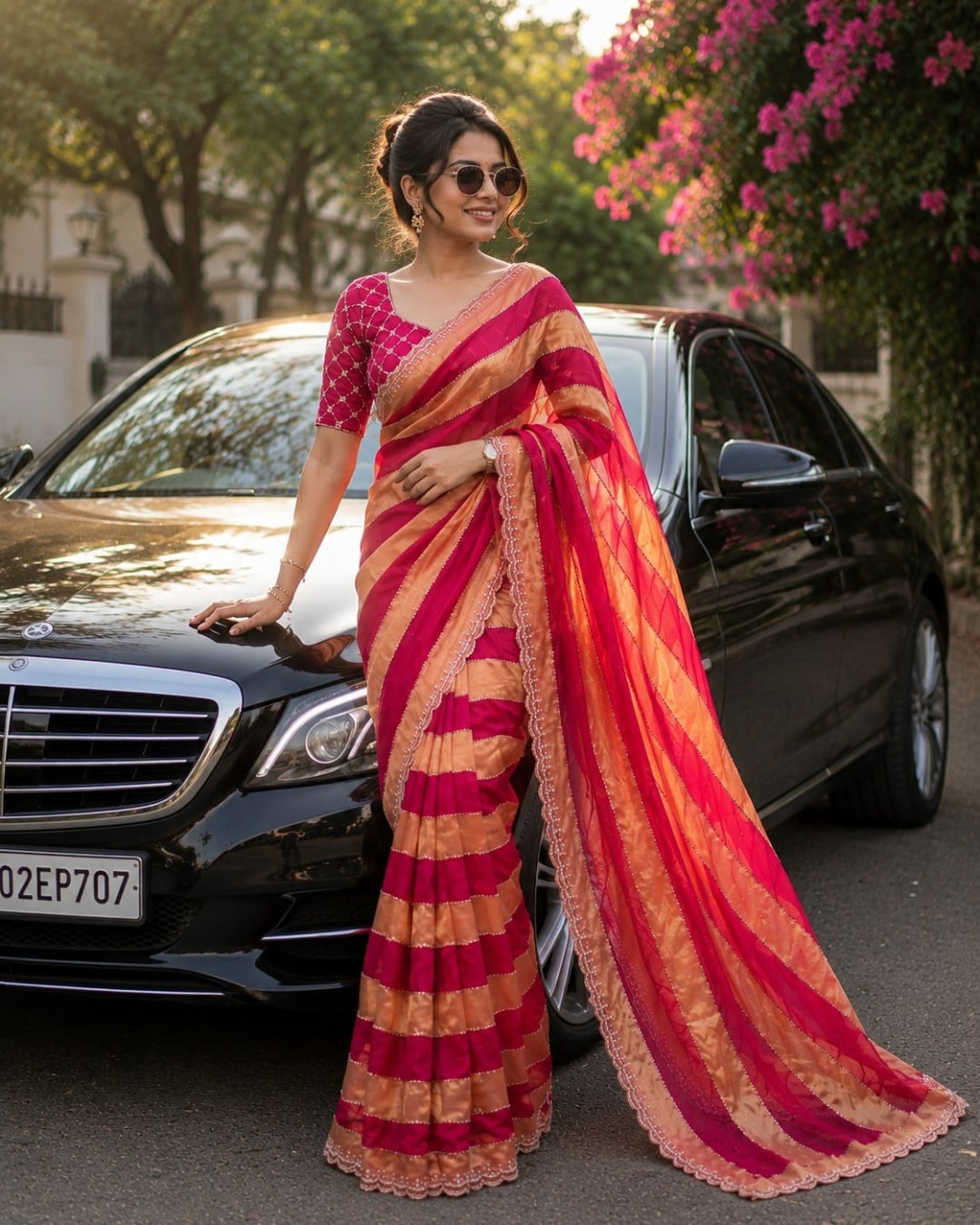 Fancy soft space silk saree with jarkhan and embroidery work