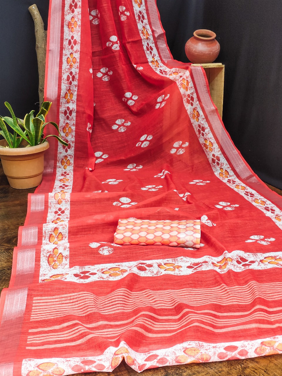 Soft Linen cotton saree