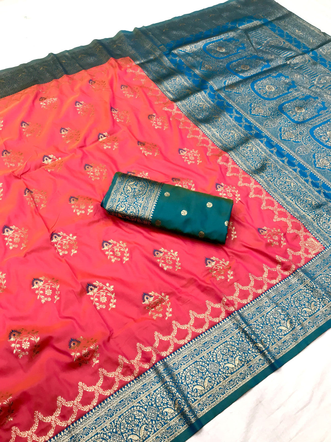 Traditional banarasi silk saree with zari weaving work