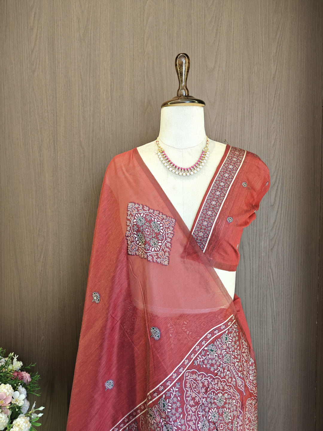 Soft muga cotton saree with pashmina resham weaving pallu work