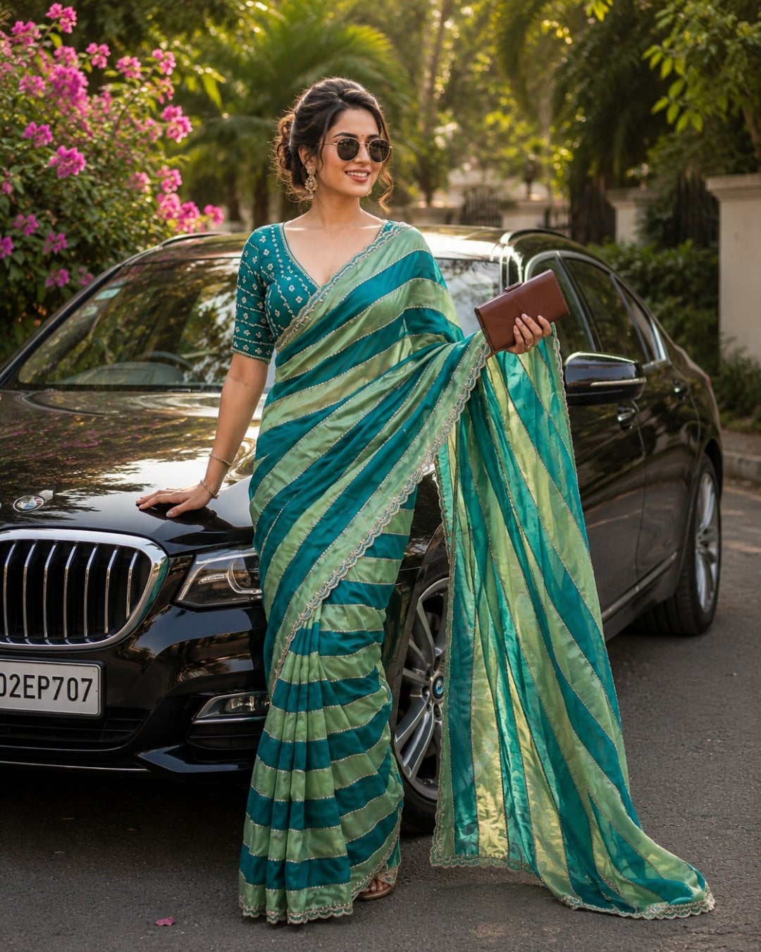 Fancy soft space silk saree with jarkhan and embroidery work