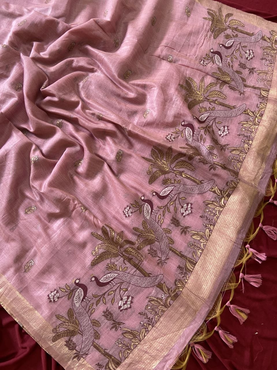Soft muga cotton saree