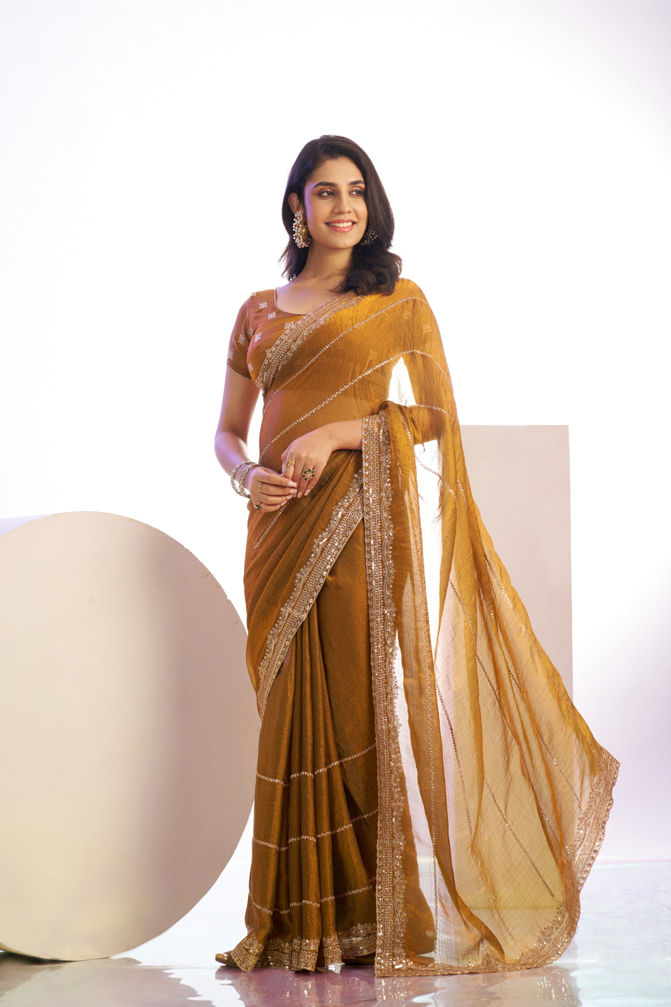 Chiffon Silk Saree with Embroidered Work Border