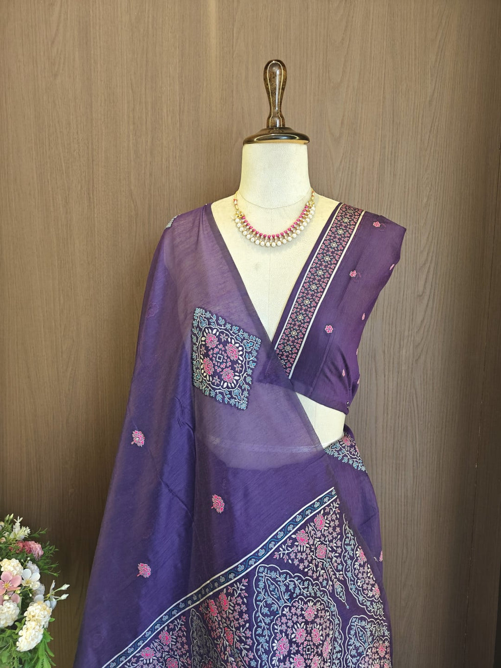 Soft muga cotton saree with pashmina resham weaving pallu work