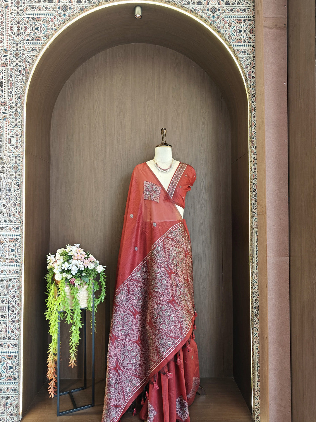 Soft muga cotton saree with pashmina resham weaving pallu work