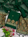 Unstitched Ajrakh Weaving Pure Muga Cotton Salwar Suit with Dupatta & Bottom