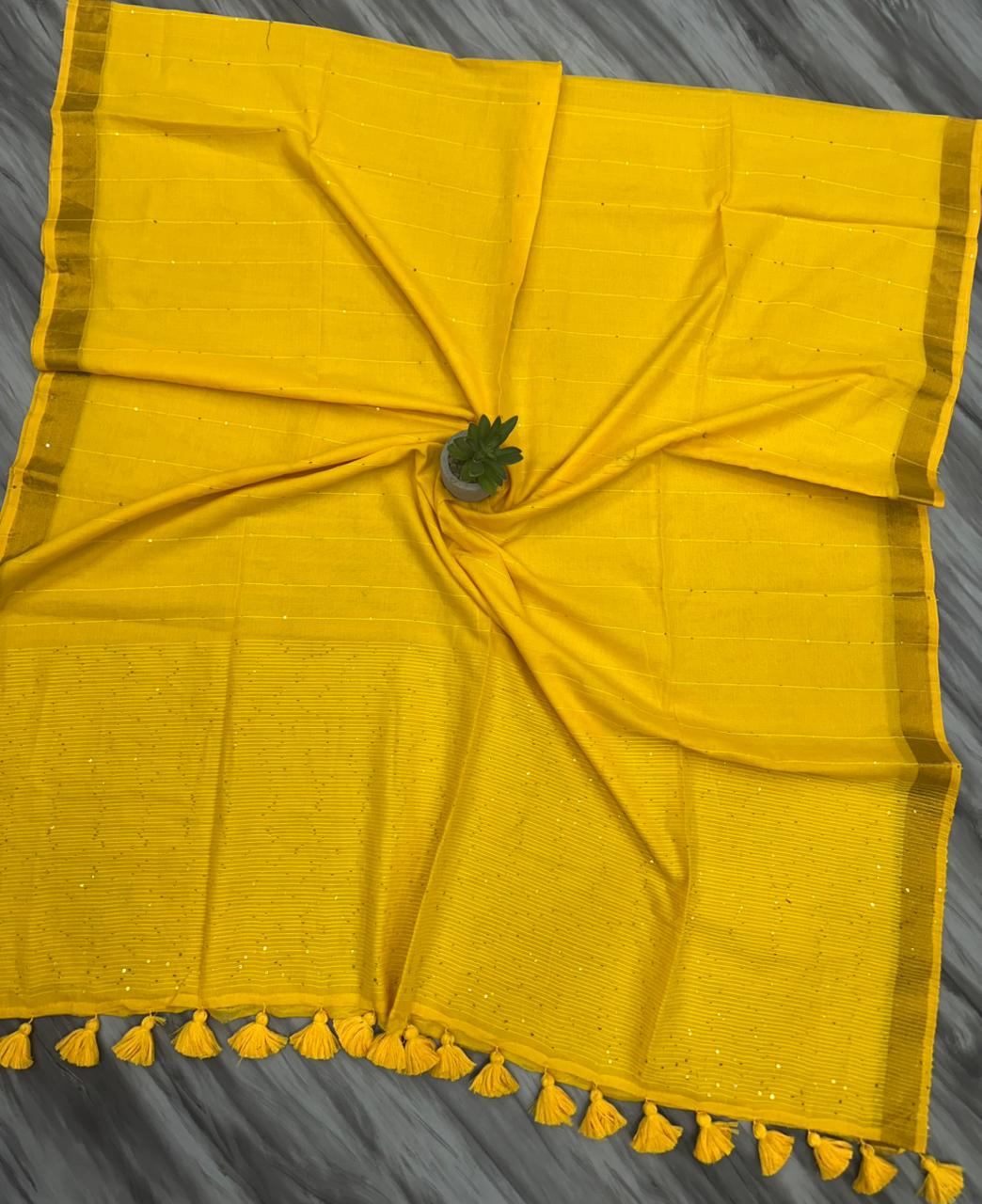 Pure mul cotton saree with primium quality sequence work